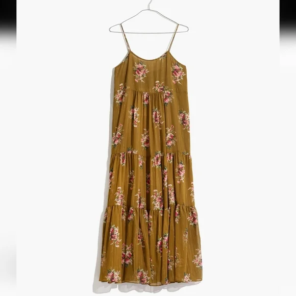Madewell Yellow Brown Spaghetti Strap Sundress Maxi - Picture 4 of 10